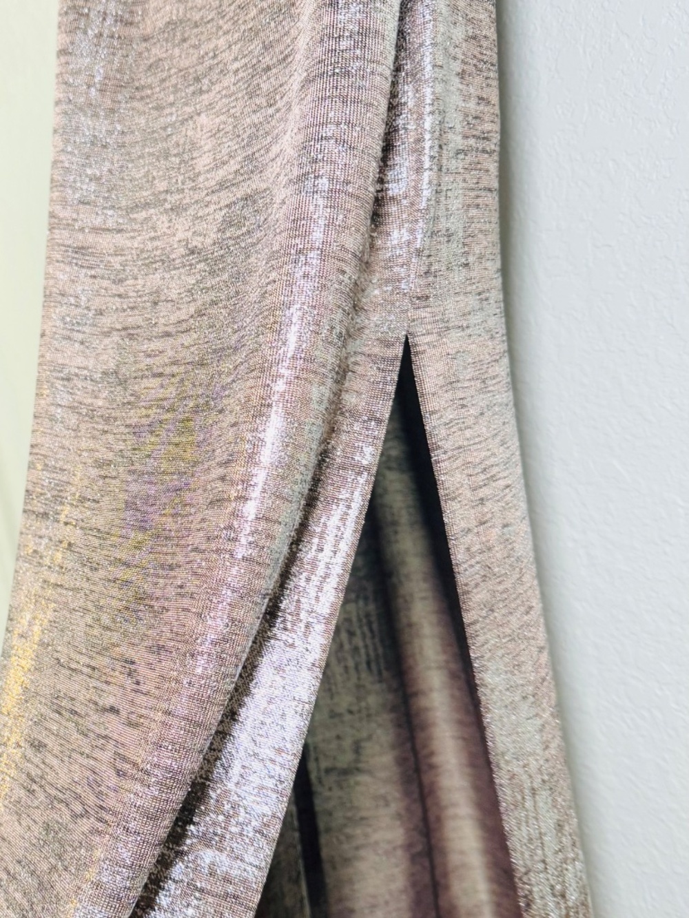 Connected Apparel Dress 6 Sleeveless Drape Neck Evening Gold Silver Formal Glam - Picture 5 of 7